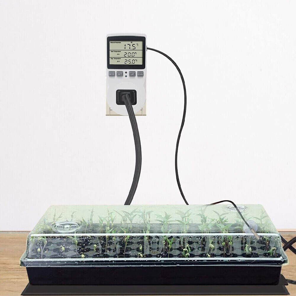 Digital Thermostat Outlet Plug Temperature Controller Heating Cooling with Probe