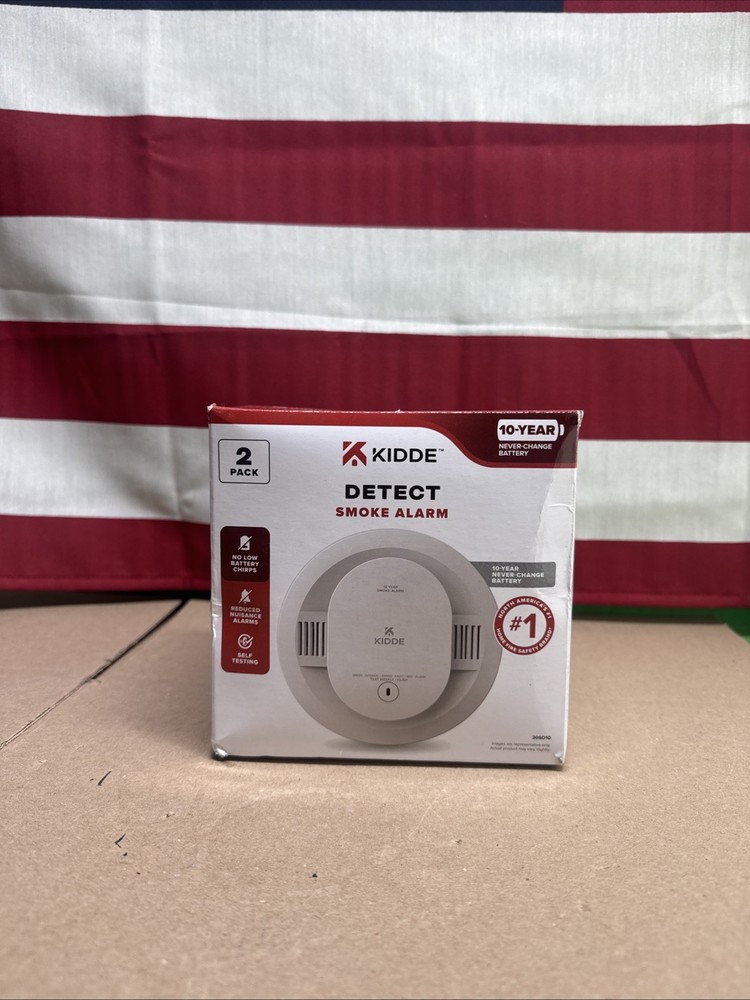 2 PACK Kidde Smoke Detector 10-Year Battery Powered LED Warning Light 20SD10