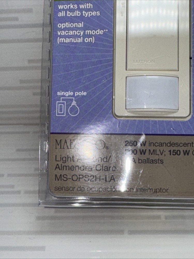 Lutron MS-OPS2H-LA Maestro Occupancy Sensor Switch Light Almond