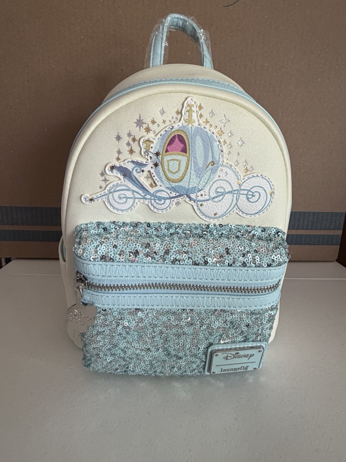 Loungefly Disney Cinderella Mini Backpack Light Blue White Princess Carriage