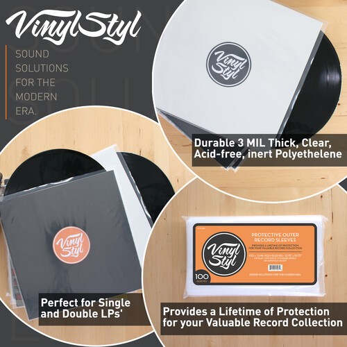 Vinyl Styl - Protective Outer Record Sleeves - 100 Count - ACCESSORIES