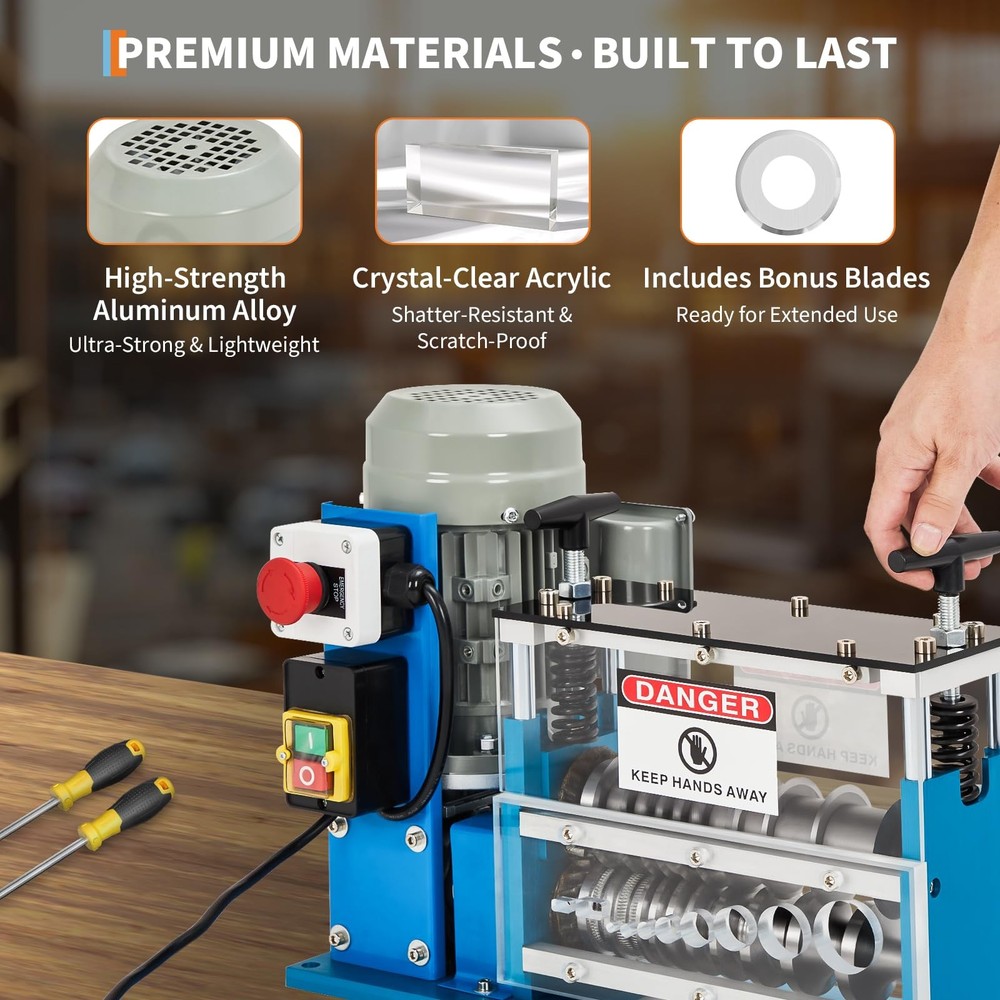 Wire Stripper Machine, 0.06" - 1.5" Automatic Wire Stripper w/98 Feet/Minute,...
