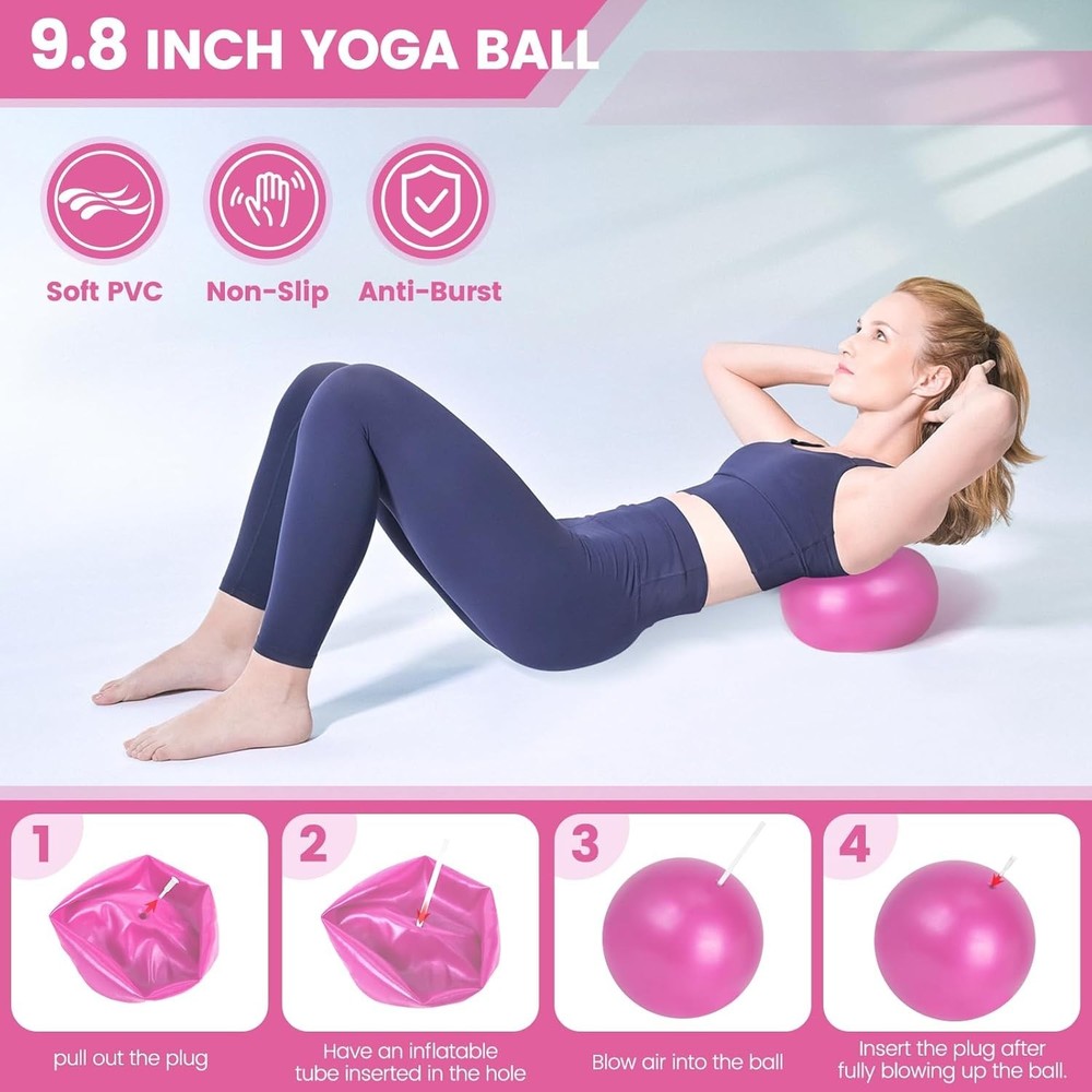 Pink Pilates Ring and Ball Set for Beginners