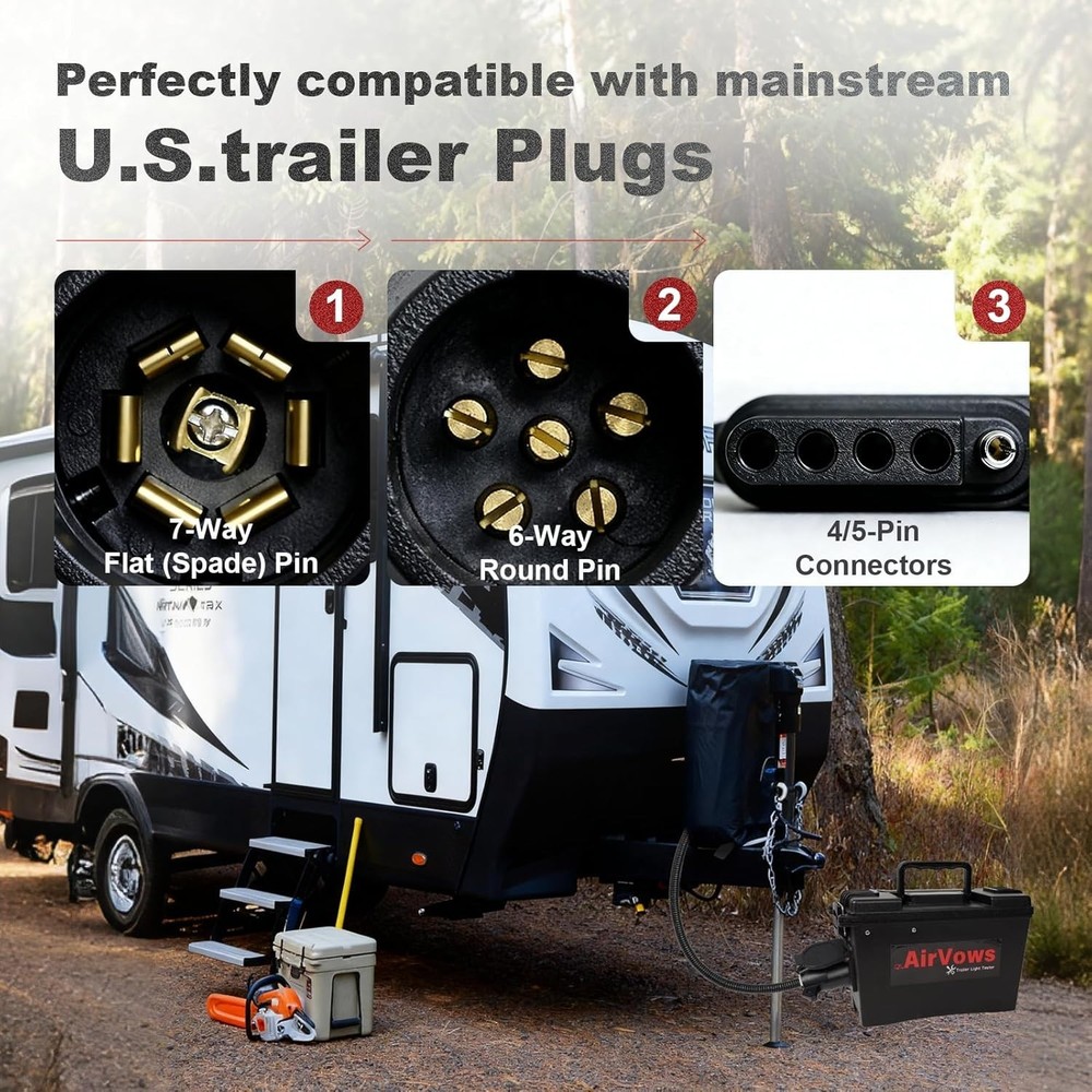 Trailer Light Tester with Remote Control Function,7-Way Flat Spade Pin,6-Way ...