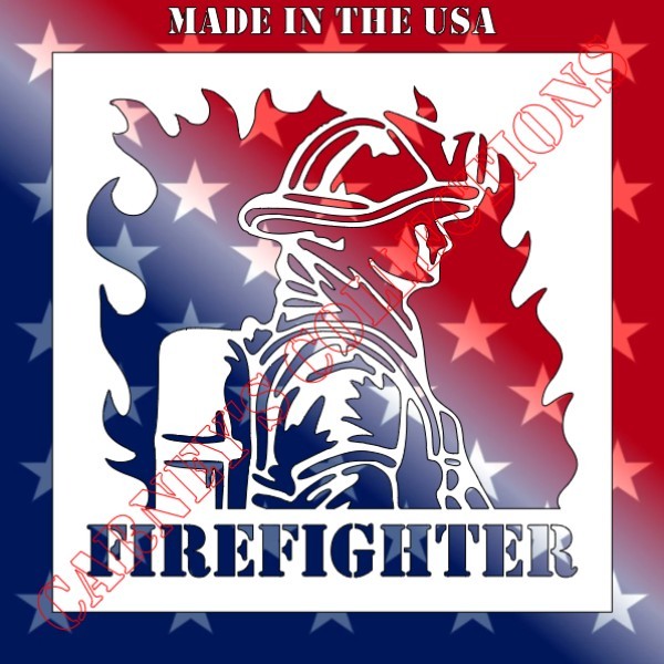Plastic Stencil - Firefighter Fireman (MB359) (8", 10" or 12")*****
