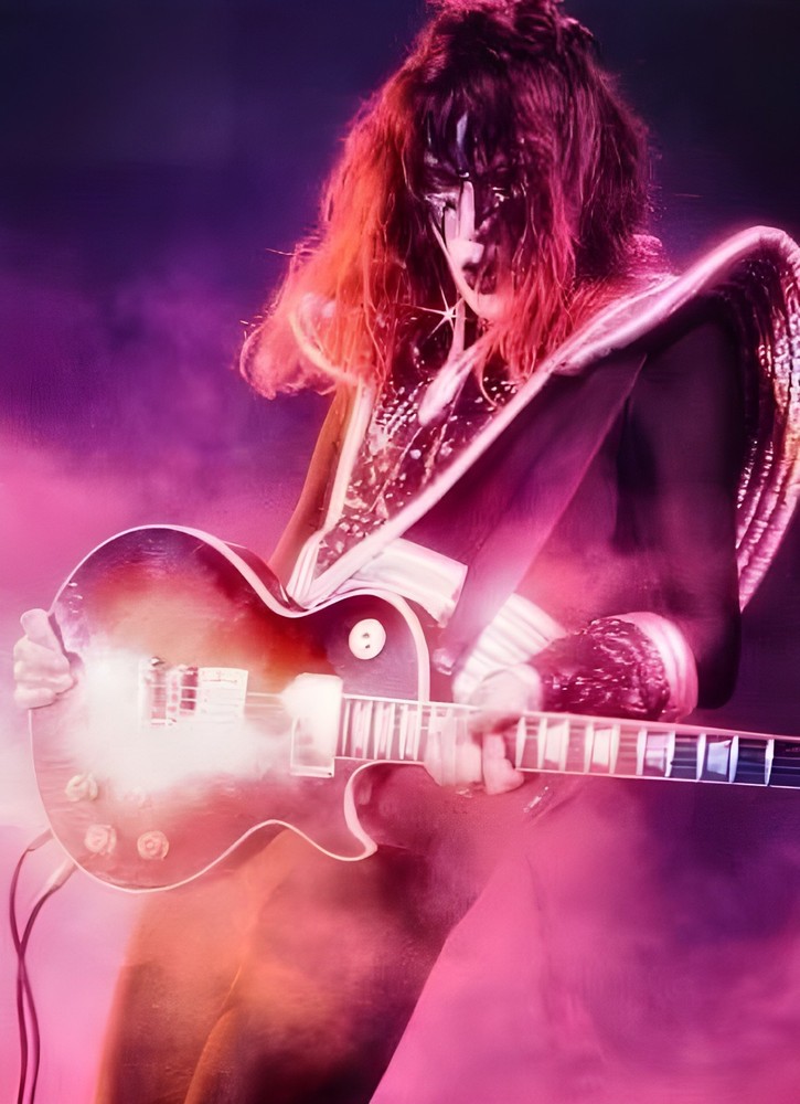 11x15 Kiss Ace Frehley Photo Poster Solo Flaming Guitar
