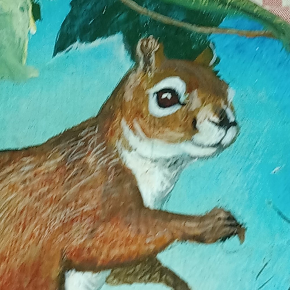 hand painted ROCK SQUIRREL ~5" X 5" COTTAGE CORE SIGNED ARTWORK