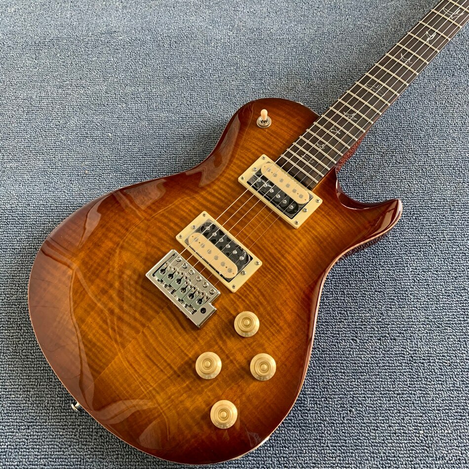 LS Customshop Electric Guitar Flame Maple Top Zebra HH Pickups Chrome Hardware