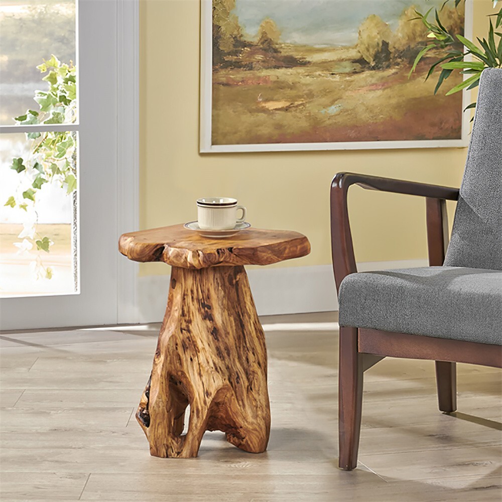 Rustic Cedar Roots Flower Stand Stool, Tree Stump Stool Side Table 19.5" H