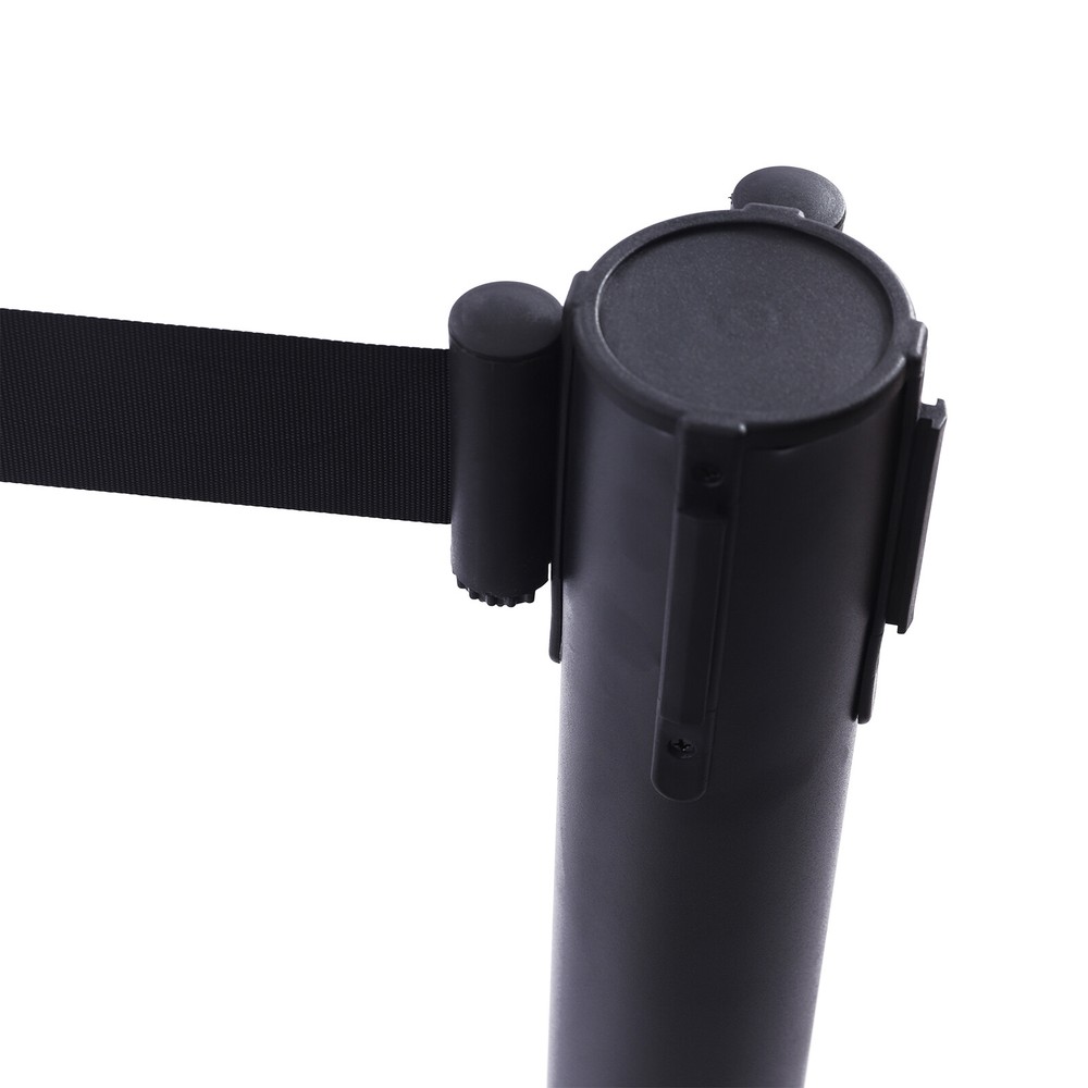 4pcs Stanchion Post Crowd Control 2 Retractable Belts, With Rubber Ring Base