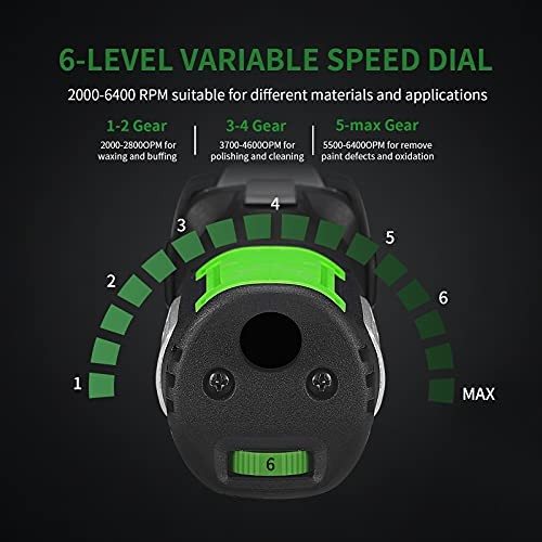 Buffer Polisher, 6 inch Dual Action Buffer for Car Detailing, Variable Speed