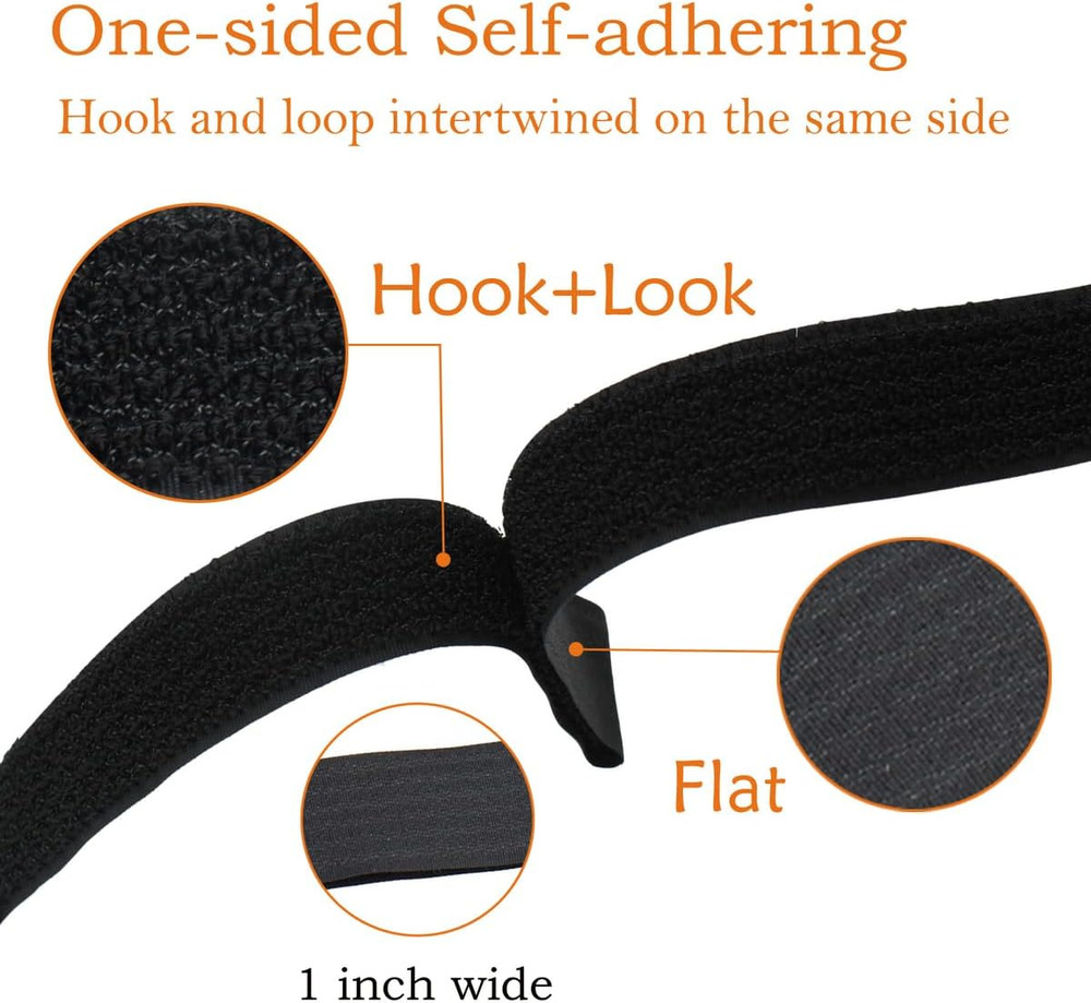 1"X20Ft Hook and Loop Straps, with 30 Plastic Buckles, Adjustable Fastening Cabl