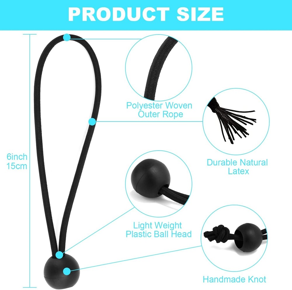 Bungee Cords Elastic Tie Downs for Camping Cargo Tarps