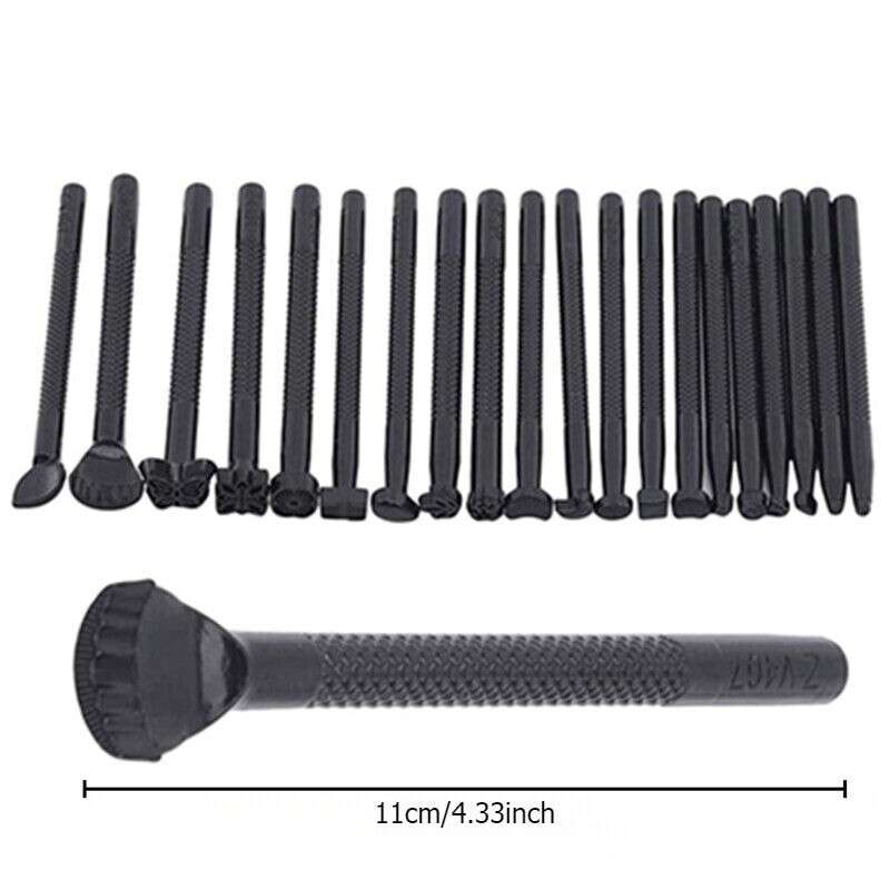 21Pcs Leather Stamping Tools Carving Leather Craft Stamp Tools Kit with Hammer