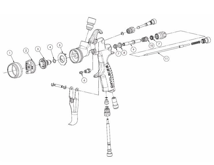 DeVilbiss - FLG5 1.4mm Setup Gravity Feed Spraygun and Cup