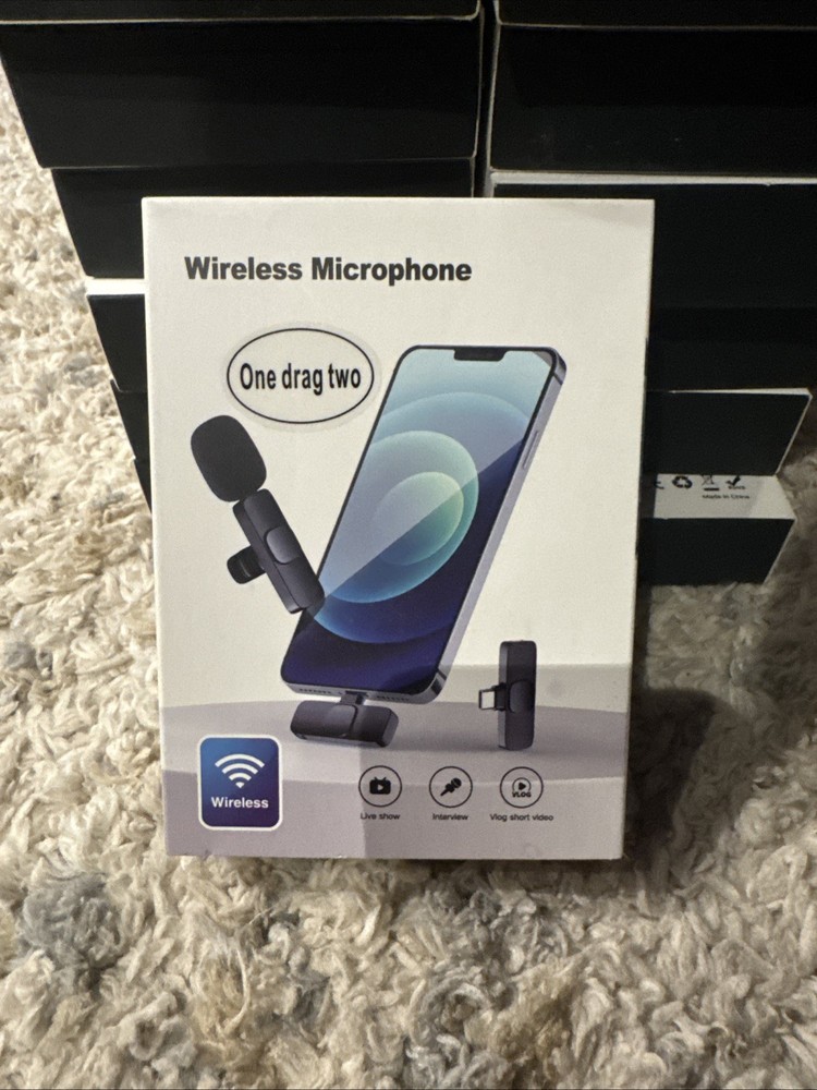 Wireless Mini Microphone for iPhone 2 Pack Microphone Recording Noise Reduction