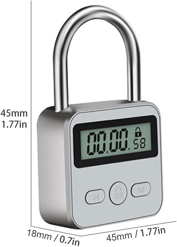 Metal Timer Lock, 99 Hours Max Timing Lock, USB Rechargeable Timer Padlock with