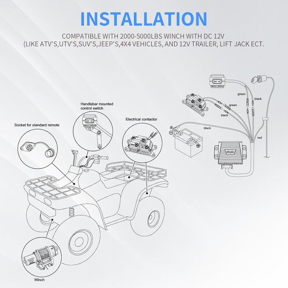250A 12V Winch Solenoid Relay Contactor Rocker Thumb Switch...
