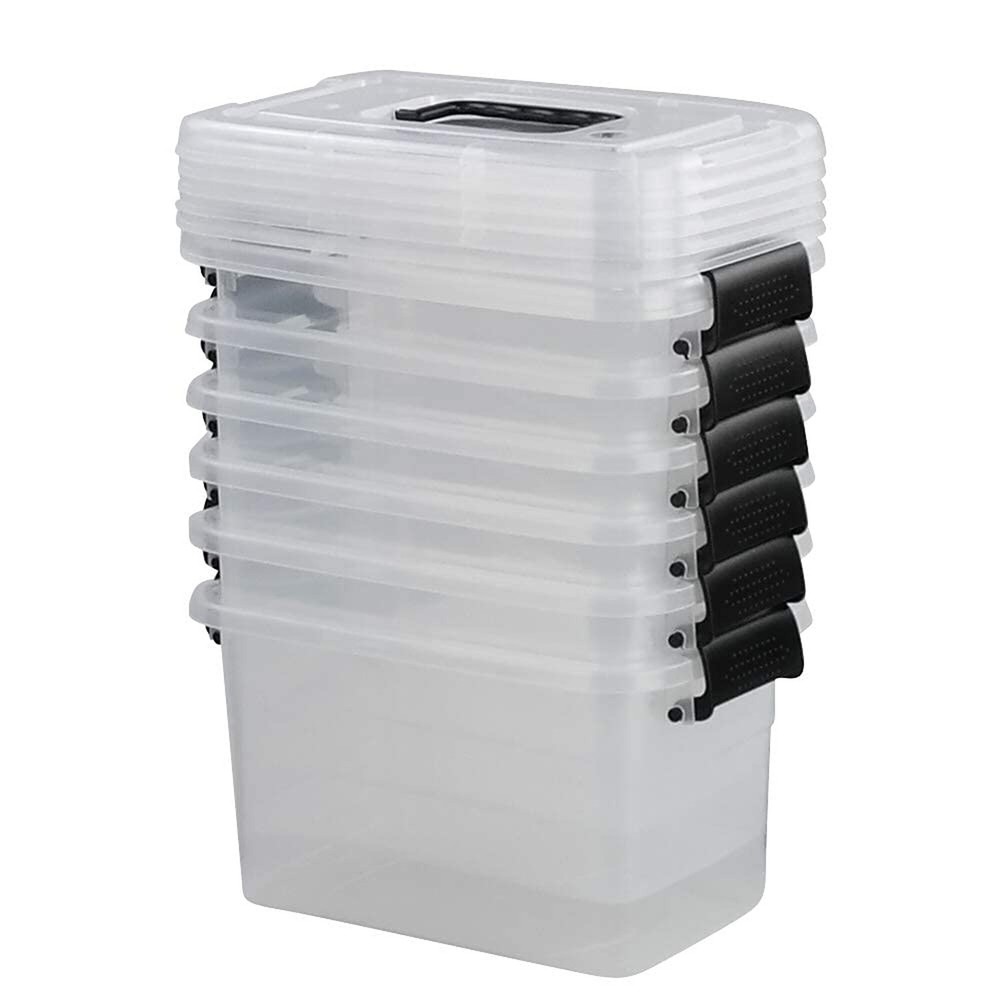Ramddy 5 Quart Clear Plastic Bins with Lid, Versatile Latching Box with Black...