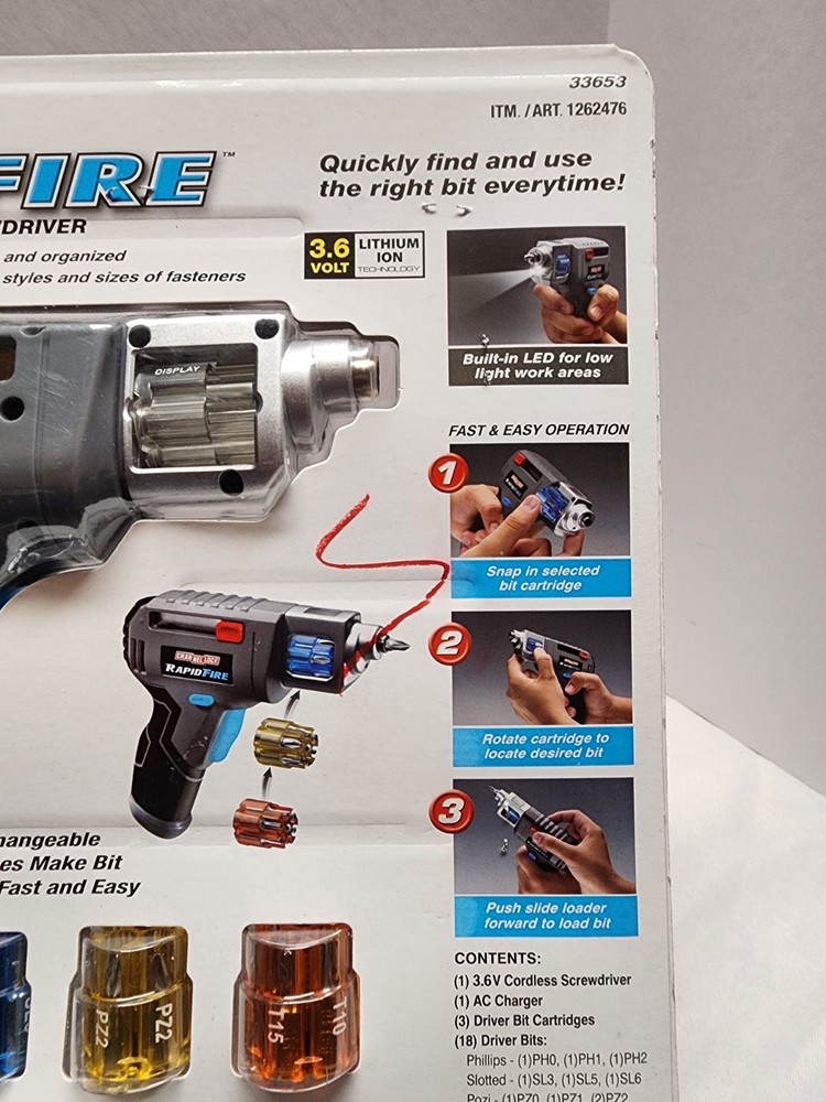 ChannelLock Rapid Fire Quick Loading Cordless Screw Gun Screwdriver ‎‎Drill Driv