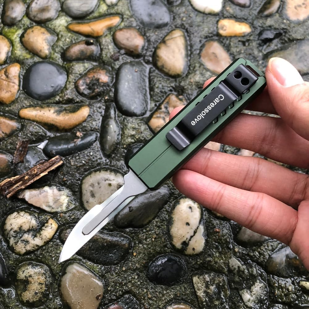 Automatic Utility Knife, Safety Auto Box Cutter Retractable, EDC Push Button Exa