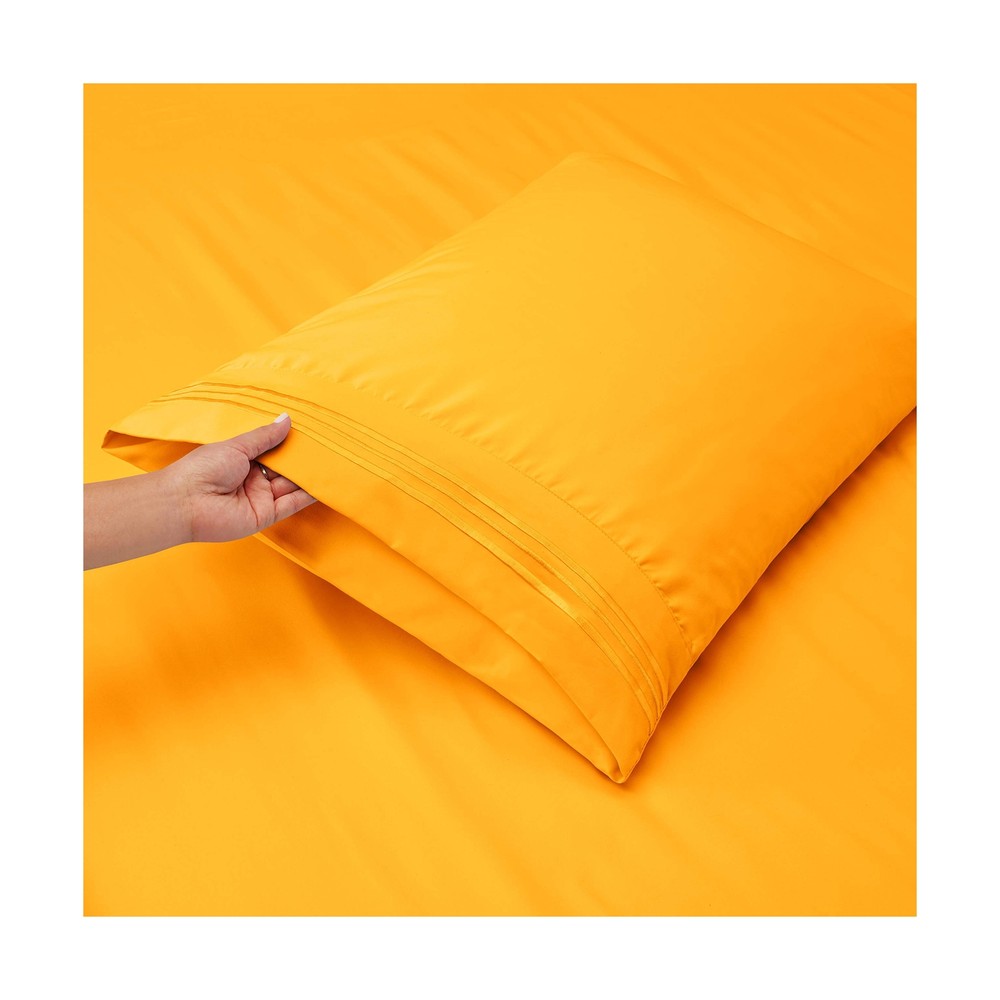 Full Size Sheet Set Flat & Fitted/2 Pillowcase Double Brushed Microfiber Yellow
