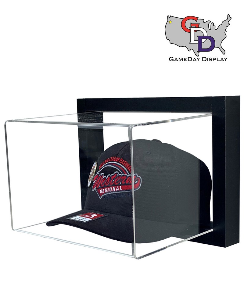 Framed Acrylic Wall Mount Hat Display Case UV Protecting Secure Mount