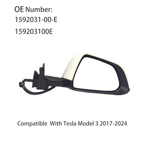 Tesla Model 3 Passenger Side View Mirror Assembly Compatible White With Right
