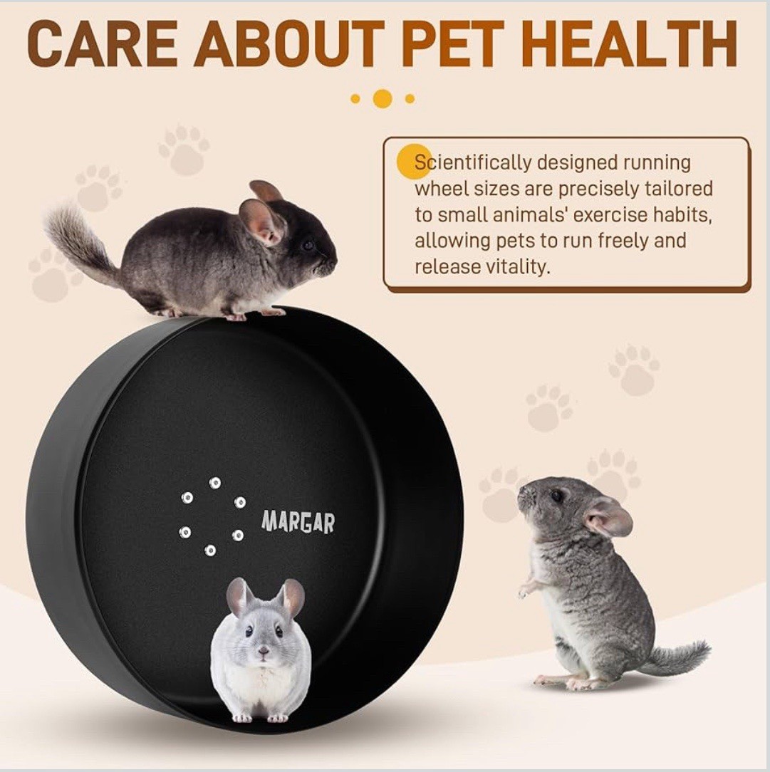 MARGAR Upgraded 15" Chinchilla Running Wheel Metal Exercise Wheel For Cage Pets