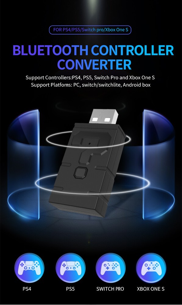 Honson Wireless USB Bluetooth Controller Adapter for Nintendo, PS5, PS4, Xbox