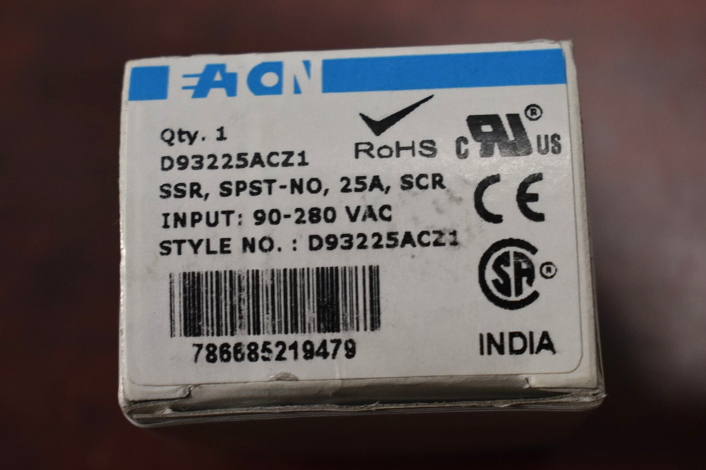 Eaton D93225ACZ1 Solid State Relay, 25A, SPST-NO