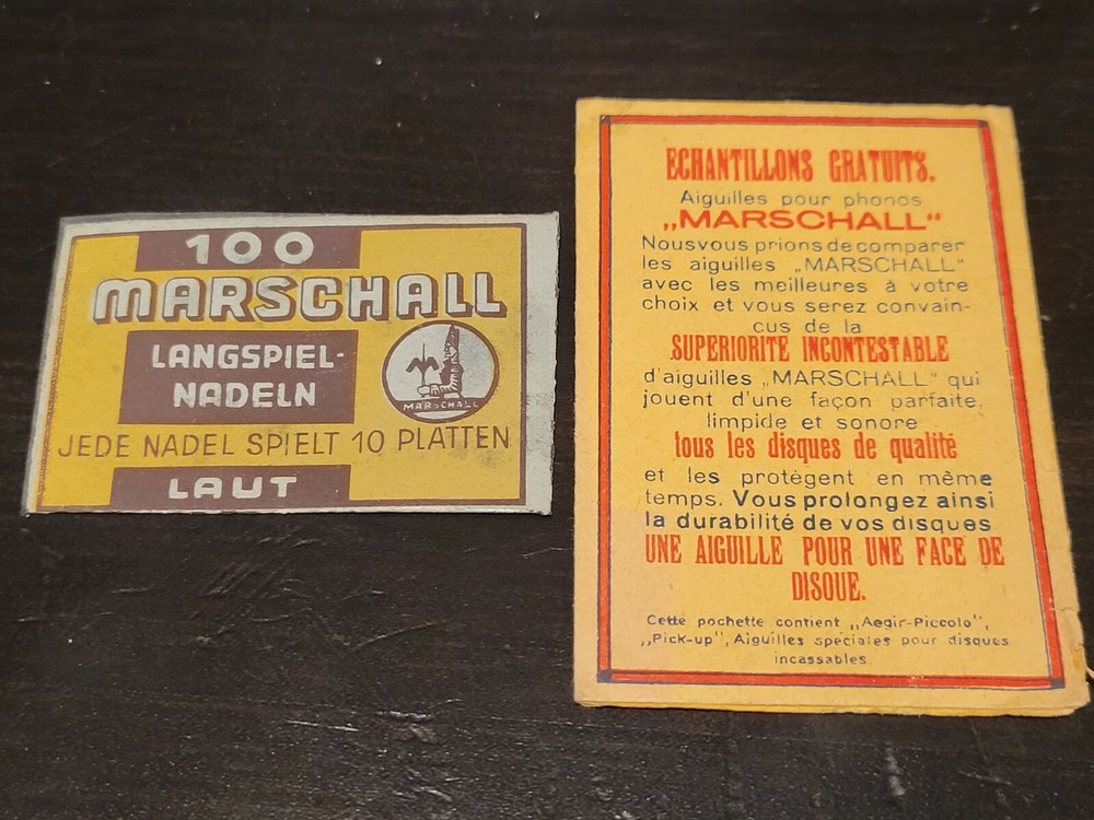2 Gramophone phonograph needle packets marschall German empty