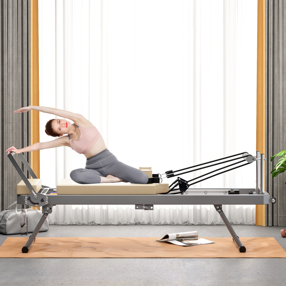 Foldable Pilates Reformer Machine - Home Gym Exercise Equipment