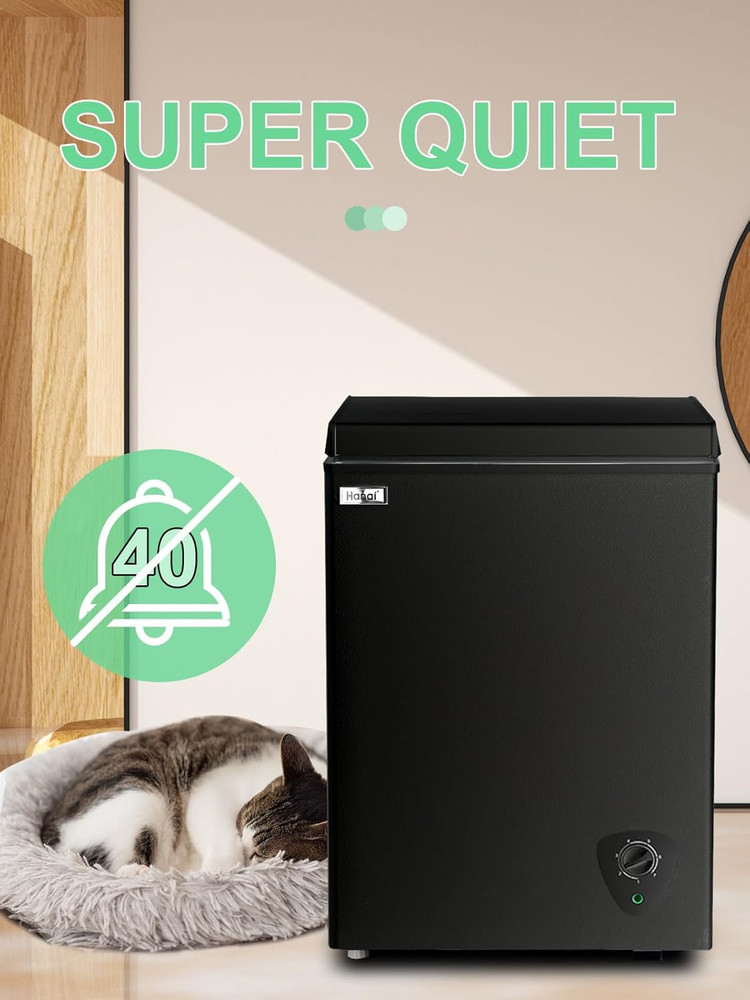 3.5 Cu.Ft Chest Freezer Small Deep Freezer Adjustable Temperature Control