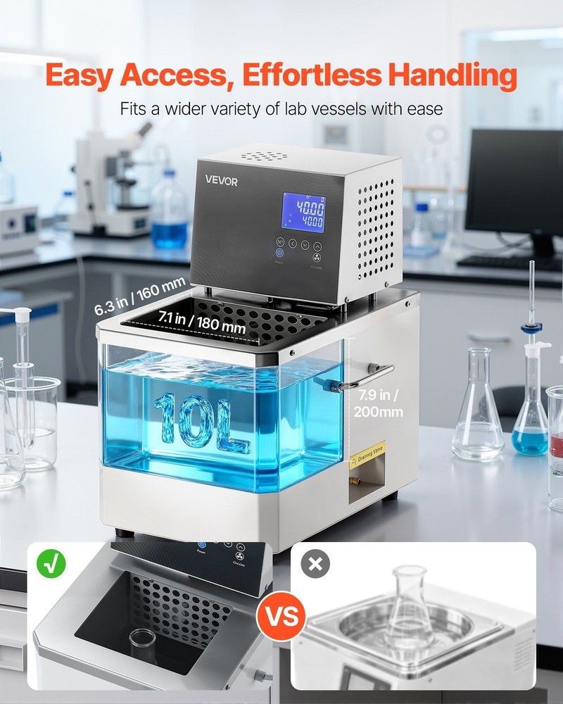 10L Lab Heating Bath: 300°C Max, 0.01°C Accuracy, Internal/External Flow