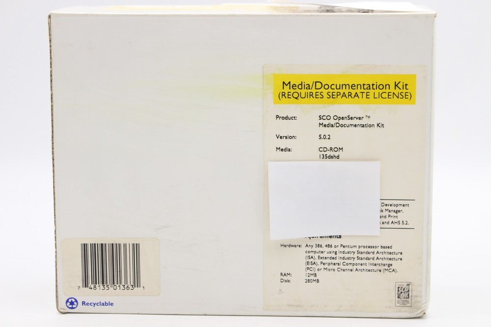 SCO OPENSERVER VERSION 5 Release ToolWare 1 INTERNATIONAL Media Kit Retail Box