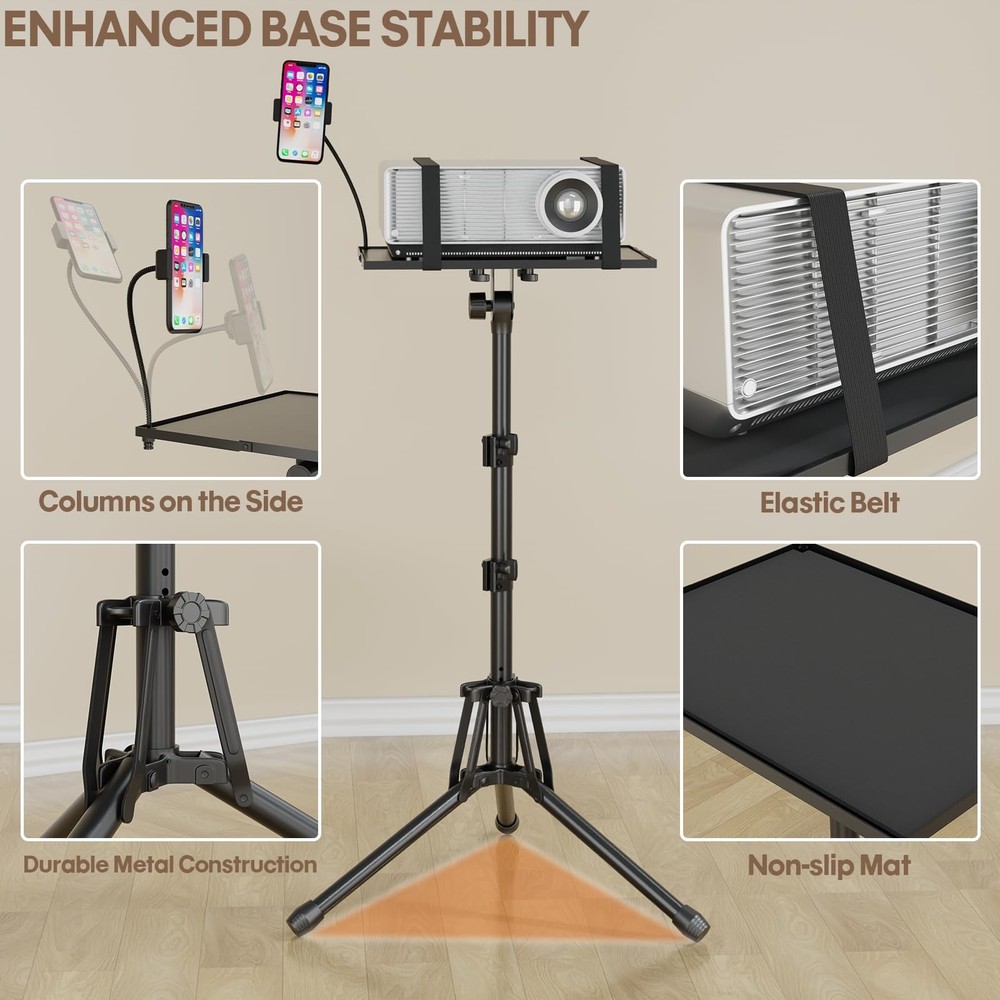 KOOV Projector Stand Adjustable Height 20" to 61", Foldable Projector Tripod ...