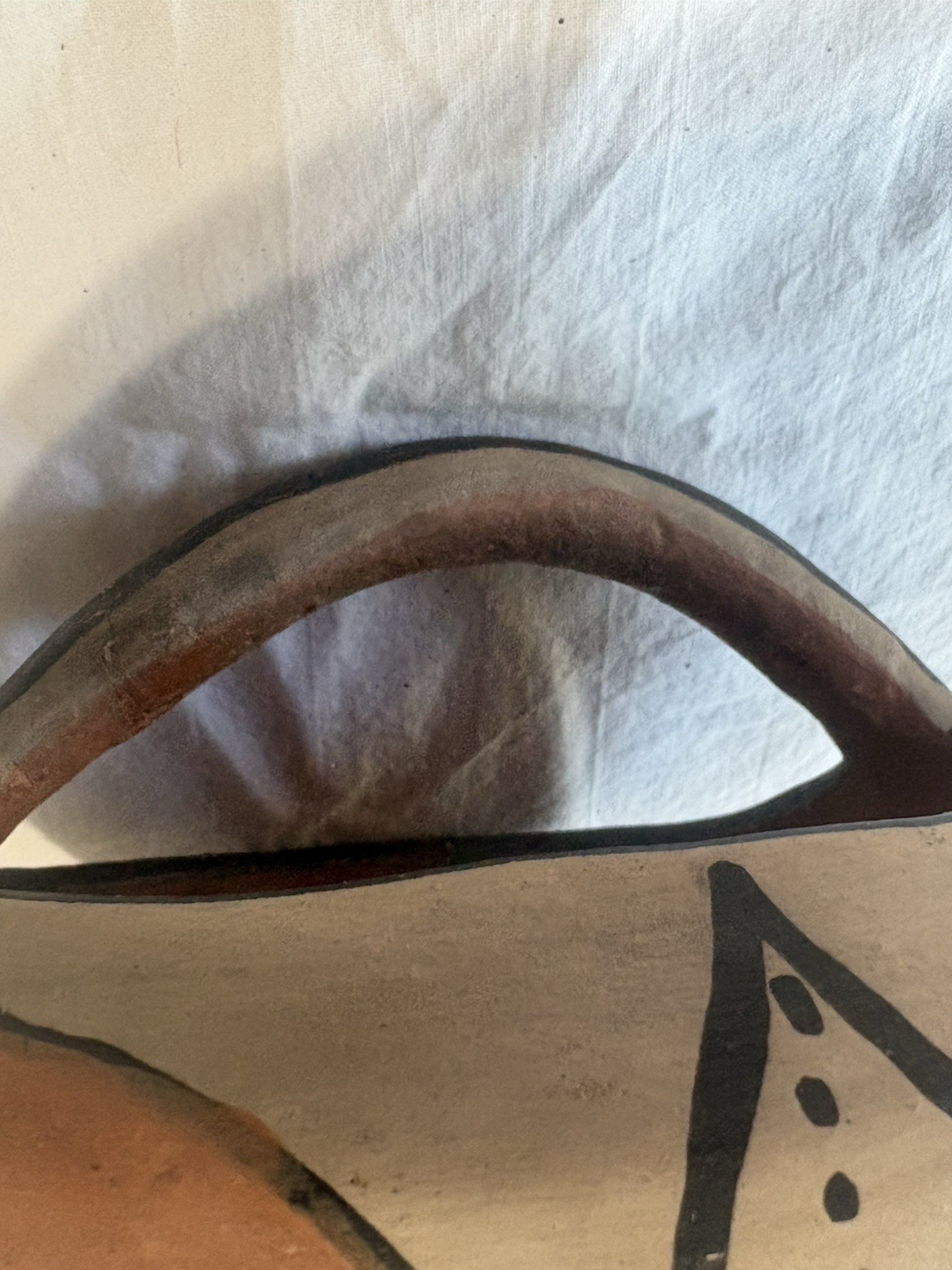 VINTAGE 1928 Santo Domingo Pueblo Pottery Handled Polychrome Basket Kewa 6"