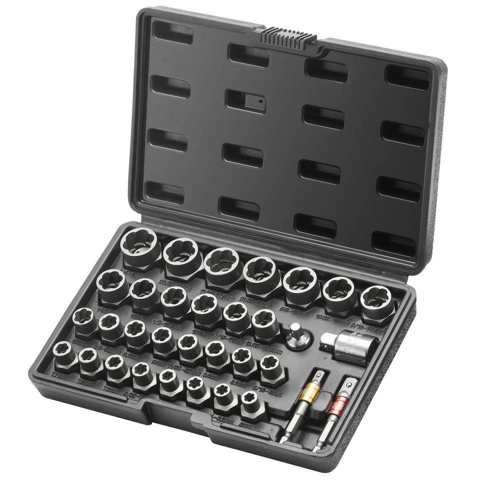 Bolt Extractor Set 29-Piece Bolt and Nut Remover Set with Storage Case