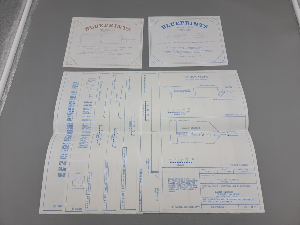 Star Trek Blueprints USS Graynet Pulk 1976 Galactic 9 Sheets