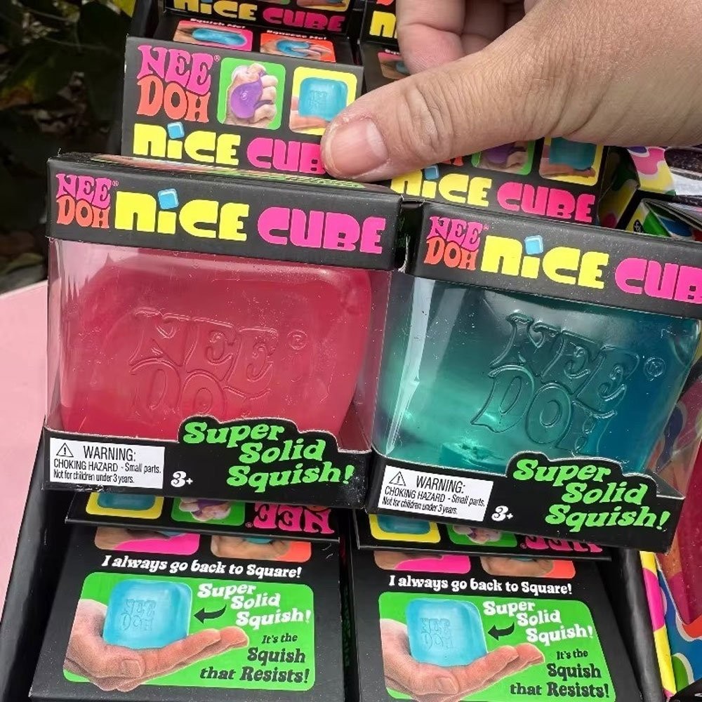 Nee Doh Nice Cubes Ice Cube Toy Fidget Super Solid Squish Pink /Blue