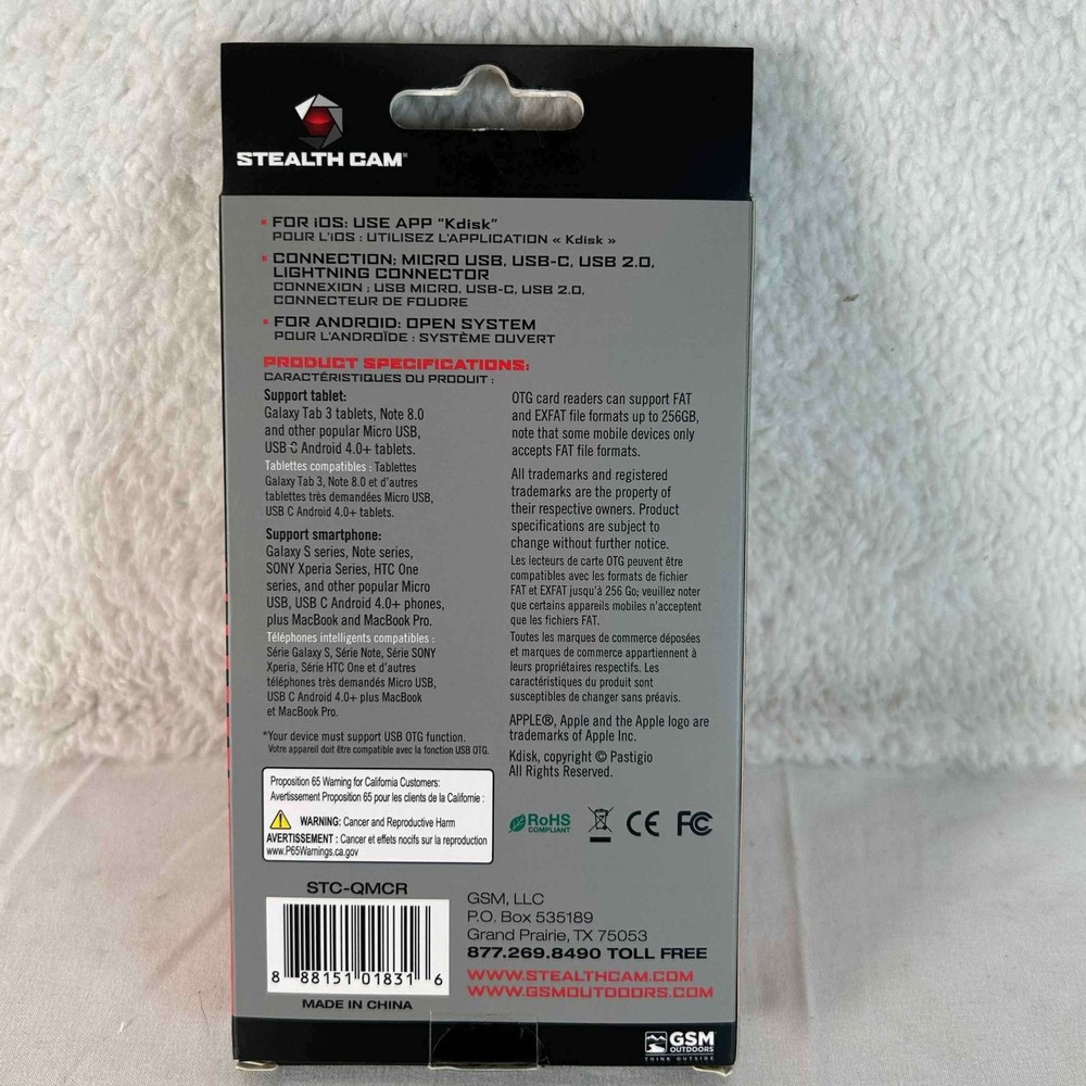 Stealth Cam 4-in-1 SD Micro SD Card Reader USB OTG for iOS Android Tablets New