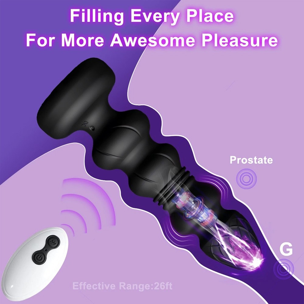 Thrusting Vibrating Anal Butt Plug Dildo Prostate Massager with Remote Control