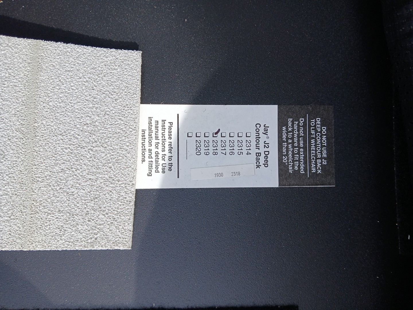 Jay J2 2100 Medical Cushion Back Fluid Seat for Wheelchair Mobility Aid