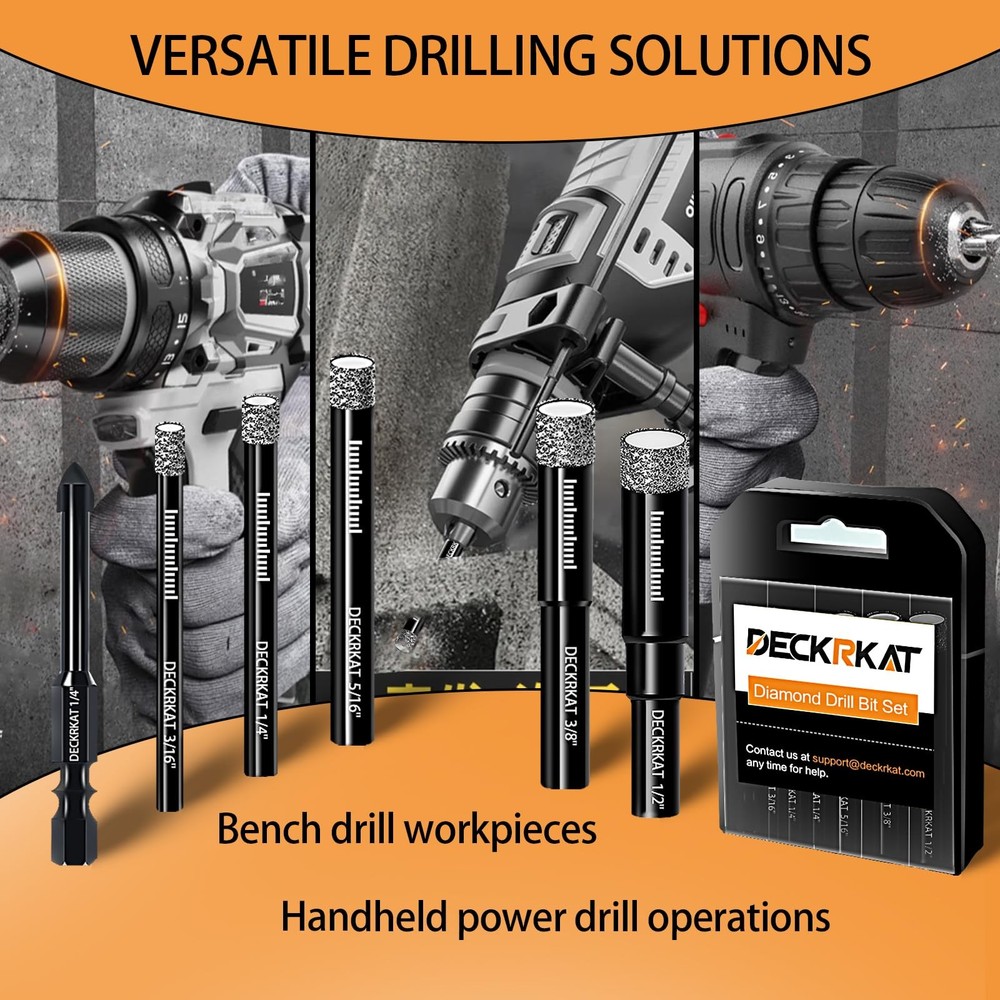 DECKRKAT 7-Piece Dry Diamond Drill Bits & 7 Piece Multi-Size (with Carbide)