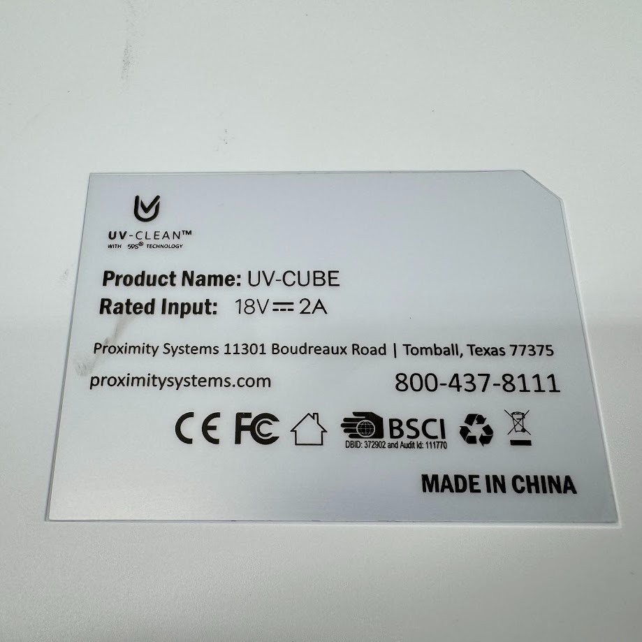 Proximity Systems UV-Clean UV-Cube Disinfecting Sanitizing Cube - USB-C Powered