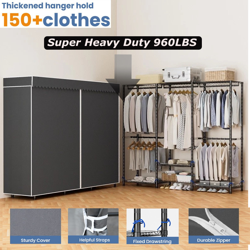 Garment Rack Hanging Rack Heavy Duty Clothes Rack Adjustable Closet Organizer