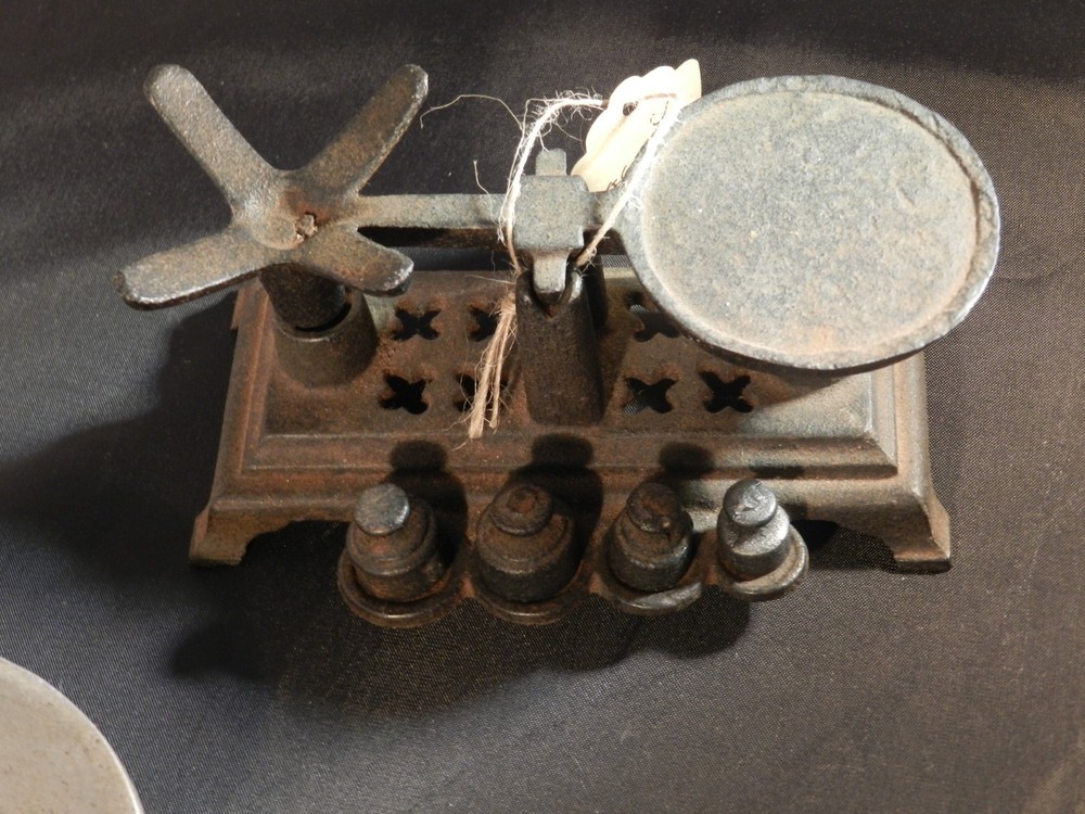Miniature Cast Iron Scale With Weights - Salesman Sample Style Decor