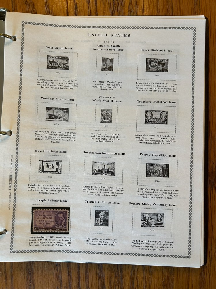 Scott Pony Express United States (US) Stamp Album 50+ Stamps Included 1893-1973