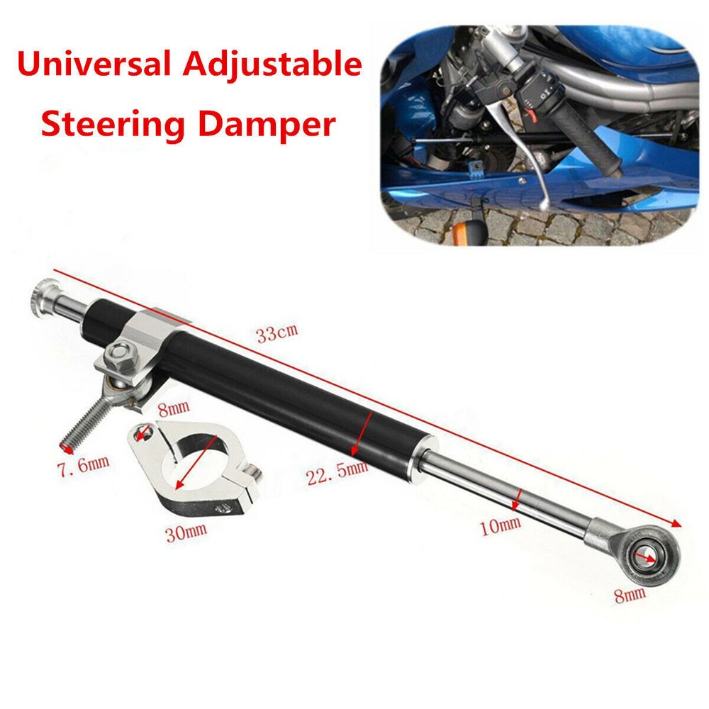 330mm Adjustable Motorcycle Universal Aluminum Steering Damper Stabilizer Linear
